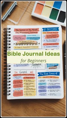 a bible journal with the words bible journal ideas for beginners