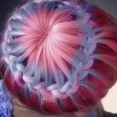 So cool but idk why I think it looks like a jellyfish haha Ballet Hair, Halo Braid, Sock Bun, Waterfall Braid, Braided Bun, Gorgeous Hair, Hair Designs