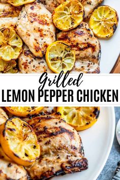 grilled lemon pepper chicken on a white plate