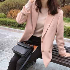 Casual Blazer Jacket Autumn Office Lady Long Sleeve Work Suit – lastrafashion Casual Pink Outerwear For Business, Aesthetic Outfits Spring, Korean Suit, White Blazer Women, Lady Suit, Mens Clothing Brands, Elegant Blazers, Blazer Women, Pink Suit