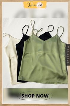 Toppies Green Camisoles Woman Sleeveless Tops Summer Tops Imitation Silk Elegant Vest Solid Color Tube Green Sleeveless Camisole With Straps, Chic Solid Camisole Vest, Green Tank Style Trendy Camisole, Trendy Green Tank Camisole, Trendy Green Sleeveless Camisole, Elegant Green Camisole Tank Top, Elegant Green Cami Tank Top, Green Chic Camisole Tank Top, Chic Green Camisole Tank Top