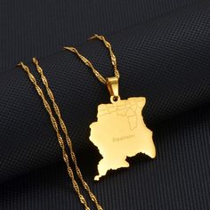 Elevate your heritage with our Suriname Map Necklace. Show your pride, support your country & wear your pendant with passion. Buy now! Suriname Flag, Gold Map, Necklace Everyday, Delicate Pendant, Map Pendant, Chain Making, Country Wear, Map Necklace, Dainty Chain