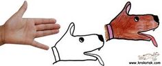 a drawing of a dog and a person's hand giving the thumbs up sign