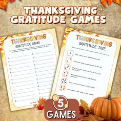 two thanksgiving games with pumpkins and leaves