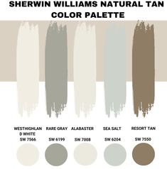 the color palette for sherylin williams natural tan and gray, with different shades