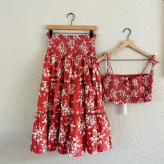 New With Tags! House Of Harlow 1960 Skirt And Crop Top Set. Skirt Is Midi Length And Has Cute Tiers, Top Is Crop Top With Stretch Material For The Perfect Fit. Paired With Beaded Tassels, Great For Vacation, Summer, And Can Easily Be Dressed Up Or Down. Zero Damage, Defects, Or Signs Of Wear - Brand New And Has Never Been Worn. Red Relaxed Skirt For Vacation, Spring Vacation Red Skirt, Red Relaxed Fit Skirt For Vacation, Red Skirted Casual Dress, Red Casual Skirted Dress, Summer Flowy Red Skirt, Red Lined Skirt For Vacation, Red Tiered Skirt Dress With Lined Skirt, Red Tiered Skirt For Vacation