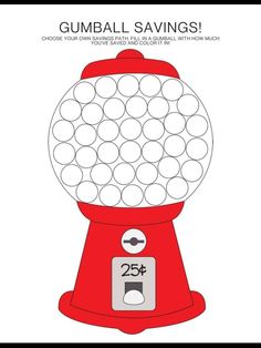 a gumball machine with the words gumball savings on it's front and side