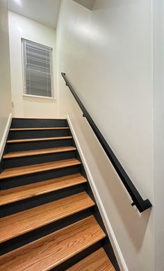 there is no image here to provide a caption for in this case, the stairs are black and wood