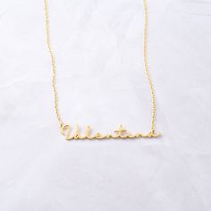 Personalized name necklace made just for you! Now you can carry your loved one with you wherever you go! Made of 925 Sterling Silver Available in 14k Gold, Rose Gold or Rhodium plated (we use a very THICK plating for a piece that will be with you for years to come!) Nickel-free & Hypoallergenic DIMENSION: 5mm ♡ HOW to ORDER: ♡1. Use the "PERSONALIZATION BOX" to input your NAME/LETTERS /SYMBOL that you would like (Up to 10 Characters). 2. Choose your Necklace Length Option. :)Pieces arrive in bea Personalized Sterling Silver Name Necklace For Anniversary, Everyday Yellow Gold Name Necklace For Valentine's Day, Everyday Custom Name Jewelry For Valentine's Day, Valentine's Day Yellow Gold Name Necklace, Rose Gold Sterling Silver Name Necklace For Anniversary, Rose Gold Valentine's Day Pendant Name Necklace, Everyday Gold Name Necklace For Valentine's Day, Minimalist Nameplate Necklace For Anniversary, Meaningful Rose Gold Necklace For Valentine's Day