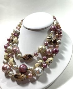 Check out Vintage 1960s  Elegant Statement Beaded Necklace Faux Baroque Pearls Japan, the latest item I added on eBay! #eBay #eBaySeller Three Strand Necklace, Antique Jewelry Necklace, Beaded Statement Necklace, Strand Necklace, Baroque Pearls, Vintage 1960s, White Cream, Vintage Watches, Antique Jewelry