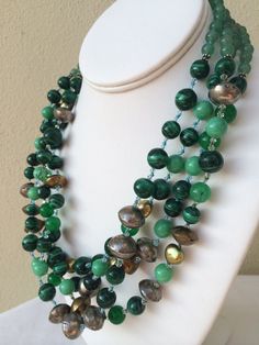 Malachite Green Necklace, hand knotted, four strand of Malachite, Imperial jade, 6 mm Aventurine wit Imperial Jade, Malachite Green, African Necklace, Gemstone Beads Jewelry, Pearl Necklaces, Palm Beach Fl, Special Jewelry, Green Necklace, Freshwater Pearl Necklaces