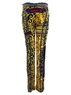 NWT S/S 2005 Versace by Donatella Baroque Print 'Chaos Couture' Studded Jeans