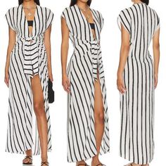 Nwt Vix Paula Hermanny Stripe Perrine Sasha Cover Up Dress Black Women's Size Xs Msrp: $ 248.00 Item Condition: New With Tag Brand: Vix Paula Hermanny Size: Xs Color: Black Striped Pattern Maxi Length Front Tie Closure 100% Viscose Hand Wash Pit To Pit 17'' Waist 15'' Length 58'' Swimwear, Pool Side, Beach, Summer, Vacay, Travel, Y2k, Preppy, Cover Up, Feminine, Girly, Resortwear, Cruise Wear, Party, Coastal, Swimming, Beach Party 5 Star. Seller - 5.000+ Items Sold - Fast Shipping - Closets Of I Summer Belted Maxi Dress For Vacation, Belted Summer Maxi Dress For Vacation, Beach Short Sleeve Maxi Dress With Tie Waist, Beach Maxi Dress With Short Sleeves And Tie Waist, Beach Maxi Dress With Tie Waist And Short Sleeves, Sleeveless Belted Maxi Dress For Beach, Short Sleeve Maxi Dress With Tie Waist For Beach, Chic Short Sleeve Maxi Dress With Tie Back, Elegant Striped Maxi Dress For Daywear