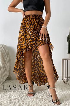 Lasaky - Contemporary Irregular Print A-Line Skirt for a Chic Casual Look Irregular Skirt, Prints Fabric, Skirt Skirt, Cotton Skirt, Look Casual, Casual Look, Types Of Skirts, A Line Skirt, Skirt Length