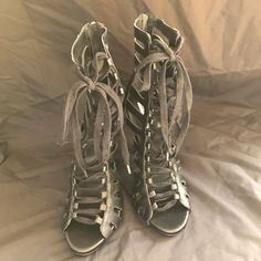 Amazing Steve Madden Cage Heels. Black Leather With 5 Inch Stiletto Heel. Size 10, Never Worn! Edgy Lace-up Heels For Party, Chic Black Strapped Heels, Edgy Lace-up Heels For Spring, Edgy Lace-up Summer Heels, Edgy Lace-up Heels For Summer, Edgy Spring Heels With Wrapped Heel, Spring Edgy Heels With Wrapped Heel, Cage Heels, Shoes Steve Madden