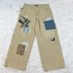 100% Cotton. Machine Washable. Wide-Leg Silhouette. Beige Patchwork Pants For Spring, Casual Beige Patchwork Pants, Cotton Straight Leg Bottoms With Patches, Khaki Patchwork Bottoms For Spring, Khaki Cotton Patchwork Bottoms, Casual Khaki Bottoms With Patchwork, Casual Khaki Patchwork Bottoms, Ralph Lauren Kids Boys, Ralph Lauren Patchwork