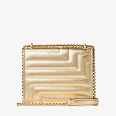 Gold Avenue Metallic Nappa Leather Bag with Light Gold JC Emblem | VARENNE QUAD | Autumn 2022 collection | JIMMY CHOO Nappa Leather Bag, Jimmy Choo Gold, Autumn 2022, Leather Bar, Horse Bits, Color Dorado, Gold Leather, Color Oro, Nappa Leather