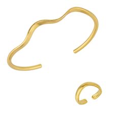 Experience the perfect blend of elegance and versatility with our Molten Wavy Cuff Bangle Gold Bracelet. Crafted with 4. 5mm thickness and highly adjustable for a comfortable fit, this bracelet is hand-shaped for utmost perfection. Make a statement with its naturally beautiful design. Store in a dry cool place. Elegant Open Ring Bracelet For Wedding, Elegant Wavy Oyster Bracelet, Elegant Stackable Open Ring Bracelets, Elegant Adjustable Wavy Bracelets, Elegant Stackable Open Band Bracelets, Elegant Open Ring Stackable Bracelets, Elegant Open Ring Bracelets As Gift, Elegant Adjustable Cuff Bracelet With Open Ring, Elegant Adjustable Open Ring Cuff Bracelet