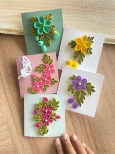 handmade greeting cards with flowers and butterflies