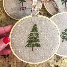 Embroidered Tree with Snow Ornament Embroidered Trees, Embroidered Tree, Embroidered Christmas Ornaments, Christmas Tree Embroidery, Embroidery Ornaments, Holiday Embroidery, Christmas Embroidery Patterns, Christmas Embroidery Designs