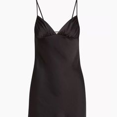 Black Slip Dress, Nwt! Never Worn. Black Satin Slip Dress For Daywear, Classic Black Mini Dress For Night Out, Elegant Black Slip Dress For Night, Elegant Black Mini Dress For Daywear, Fitted Black Slip Dress For Daywear, Sleek Fitted Dress For Night, Black V-neck Slip Dress For Daywear, Aritzia Dress, Black Silk Dress