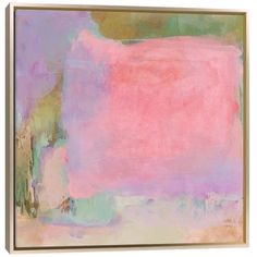 an abstract painting with pink and green colors