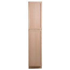 a tall wooden cabinet with two doors on the front and one door in the back