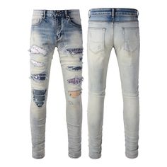 Product information: Color: light blue Pants length: trousers Suitable for people: Teenagers Size: 28, 29, 30, 31, 32, 33, 34, 36, 38, 40 Fabric name: denim Main fabric composition: Cotton Applicable Gender: Male Applicable age group: Adult Suitable season: Four Seasons Style: street fashion Error range: 1-3cm Craft: manual wear Open leg style: Skinny Size: Note: 1. Asian sizes are 1 to 2 sizes smaller than European and American people. Choose the larger size if your size between two sizes. Please allow 2-3cm differences due to manual measurement. 2. Please check the size chart carefully before you buy the item, if you don't know how to choose size, please contact our customer service. 3.As you know, the different computers display colors differently, the color of the actual item may vary Light Blue Pants, Streetwear Essentials, High Street Fashion, American People, Pants Length, High Fashion Street Style, Blue Pants, Outerwear Women, Street Fashion