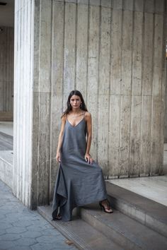 Minimalist Clothing, Long Slip, Dress Slip, Oversized Dress, Etsy Fashion, Lithuania, Minimalist Outfit, Linen Dress, Women Dresses