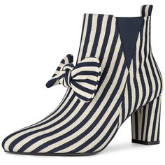 PRICES MAY VARY. Vamp: Fabric; Outsole: Rubber; Heel: ABS Ankle Boots, Side Zip, Pointed Toe, Chunky Heels Looks stunning with your jeans/leggings/shorts Please check the size measurement chart before ordering. Heel Height: 2 3/4 inches, Shaft Height: 4 1/2 inches These fashionable striped decor boots have become a modern wardrobe staple from the shopping to the streets, strut in style with these zip high chunky heels boots.

Ankle Bow Boots
Stripe Pattern
Chunky Heels
Pointed Toe
Side Zip Closu Comfortable Ankle Boots, Striped Decor, Chunky Heel Ankle Boots, Bow Boots, Womens Chunky Heels, Shoes Boots Ankle, Closed Toe Shoes, Chunky Heels Boots, Ankle Boots Black