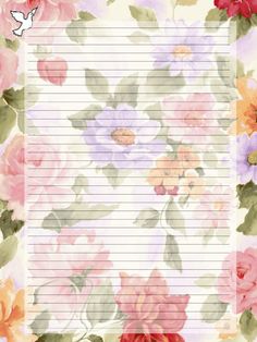 a floral lined paper with flowers on it