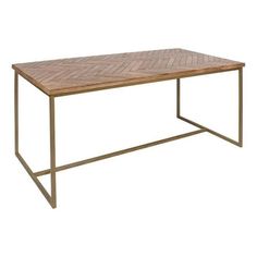 a wooden table with metal legs and a wood top on an isolated white background for use as a coffee table