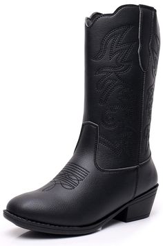 PRICES MAY VARY. 100% Polyester Textile and Simulated Leather. Shaft measures approximately 8.25" from arch,Heel measures approximately 1.25". Fashion Cowboy Boots for Kids: Classic Western kids' cowboy boots with embroidered detailing on the synthetic upper add style, while the pointed toe keeps them protected whenever on the go. Western Cowboy Boots for Kids: Rubber soles of the cowboy shoes for kids provide traction and will make your little one's feet feel like they're in the Western outback Embroidery Cowboy, Toddler Cowboy Boots, Girls Cowgirl Boots, Western Kids, Riding Shoes, Cowboy Ranch, Kids Cowboy Boots, Cowboy Shoes, Fashion Cowboy Boots