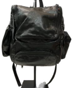 Black Soft Leather School Backpack, Black Soft Leather Backpack For School, Casual Black Leather Softback Backpack, Black Soft Leather Backpack For On-the-go, Black Soft Leather Backpack For Travel, Black Leather Backpack For School, Casual Soft Leather Backpack For Travel, Casual Soft Leather Rectangular Backpack, Casual Soft Leather Travel Backpack