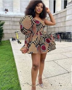 African Print Puffy Sleeve Ankara Dress African Print Two - Etsy Kitenge Dress, Ankara Short, African Party Dresses, Ankara Short Gown Styles, Casual Attire For Women, Fall Fashion Skirts, Below The Knee Dresses, Dresses By Pattern, Ankara Gown Styles