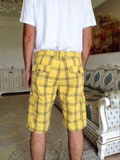 "yellow plaid shorts 80's men's Clothing men's shorts Vintage men's Retro Shorts Checkered shorts men's golf shorts Tartan shorts 2X 100%-cotton made in Germany Ready to ship. waist: ( 100 cm ) 39.4\" HIP ( 116 cm )45.7\" length: (85 cm ) 33.5\" NOTE The color on the pictures may vary due to monitor settings and light reflections. We appreciate your patience. Thank you so much for looking at my works! Please do not hesitate to contact with me for any questions. See you." Summer Plaid Shorts With Built-in Shorts, Casual Plaid Bottoms With Built-in Shorts, Summer Knee-length Cargo Shorts With Built-in Liner, Yellow Bermuda Shorts For Summer, Plaid Bottoms With Built-in Shorts, Knee-length Cotton Cargo Shorts For Summer, Casual Plaid Cotton Shorts, Casual Plaid Shorts, Casual Yellow Bermuda Shorts