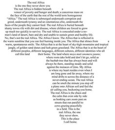 an image of a poem written in black and white with the words africa on it