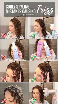 Frizzy Wavy Hair Tips, Curly Hair Frizz, Curly Styling, Frizzy Hair Tips, Wavy Hair Care, Curly Hair Care Routine, Hair Straightening Iron, Curly Girl Method, Hair Help