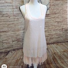 New With Tag Free People Light Peach Sleeveless Sheer Dress With Sequins. Detachable Slip With Racer Back Spaghetti Straps. Under Slip Has Ruffle Bottom. Size M. Nice For Formal Or Wedding Events. Few Loose Threads. Spring Sleeveless Contrast Sequin Dress, Glamorous Sleeveless Sequin Summer Dress, Sleeveless Stretch Dress With Contrast Sequins, Glamorous Stretch Sequin Summer Dress, Glamorous Sleeveless Sequin Dress For Spring, Sleeveless Summer Dresses With Contrast Sequin, Summer Stretch Sequin Dress With Contrast Sequin, Summer Stretch Sequin Dress, Spring Sleeveless Stretch Sequin Dress