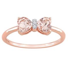 Complement your elegant style with this Stella Grace 10k Rose Gold Morganite & Diamond Accent Bow Ring. Complement your elegant style with this Stella Grace 10k Rose Gold Morganite & Diamond Accent Bow Ring. FEATURES Ring width: 5.2 mm Nickel free Metal: 10k rose gold Plating: 10k rose gold Finish: polished Packaging: boxedSTONE DETAILS Stone type: morganite Total weight: 1 ct. Center stone weight: 1 ct. Center stone: 5 mm x 5 mm Shape: heartDIAMOND DETAILS Total weight: less than 1/10 ct. Shape 14k Rose Gold Jewelry With Center Stone, Rose Gold 14k Birthstone Ring With Accent Stones, Rose Gold Jewelry With Center Stone For Formal Occasions, Rose Gold Jewelry With Center Stone For Formal Events, Formal Pink Gold Diamond Ring With Accents, Formal Rose Gold Jewelry With Center Stone, Anniversary Birthstone Ring In Rose Gold With Diamond Accents, Anniversary Rose Gold Birthstone Ring With Diamond Accents, Elegant Pink Gold Rings For Valentine's Day