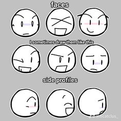 different faces drawn in one line with the words side profiles on each face and bottom