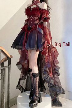 Halloween Woman Costumes Ideas, Royale High Outfits Halloween, Dark Prom Dress, Halloween Costume Ideas Women, Halloween Costume Design, Blue High Low Dress, Halloween Dresses, Wedding Halloween, Tail Dress