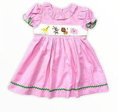 Zoo theme smocked dress with ruffle neck – Honey Bee Smocked Boutique Zoo Trip Outfit, Lion And Elephant, Zoo Trip, Zoo Theme, Trip Outfit, Trip Outfits, Hand Smock, Gingham Fabric, Dress Drawing