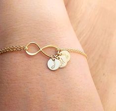 Gold Infinity Bracelet Personalized Infinity by BijouxbyMeg Gold Infinity Bracelet, Infinity Anklet, Silver Infinity Bracelets, Gold Gemstone Necklace, Mothers Bracelet, Bracelet Initial, Gold Mangalsutra Designs, Gold Mangalsutra, Cherry Hill