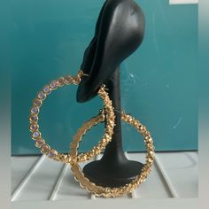 Gold Tone Embelished Hoop Earrings Sbx2402-116, Sbx2402-117, Sbx2402-118 High End Designer Sample Stock Gold Jeweled Hoop Jewelry, Jeweled Round Hoop Earrings, Gold Jeweled Hoop Earrings, Jeweled Metal Hoop Jewelry, Earrings Color, Jewelry Gold, Gold Jewelry, Gold Tones, Jewelry Earrings