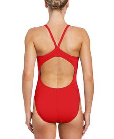 Performance swimsuit designed for the active swimmer. The flat seams and full lining add to the comfort factor in this women's swimsuit. It offers medium support, that's great for all water activities, moderate back coverage and standard leg openings that maximize your range of motion. Nike HydraStrong fabric keeps the swimsuit in great shape for wear after wear.Color University Red 614.Style # NESSA017 Nike Swim, Swimsuit Design, Red Nike, Sports Cycle, Swimsuit Fashion, Water Activities, Range Of Motion, Women Swimsuits, One Piece Swimsuit