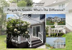 an image of a house with the words pergola vs gaebo what's the difference?