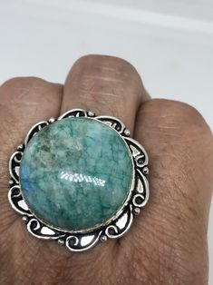 Large Vintage ring set with huge green dyed Rainbow Moonstone. Low content silver not sterling About an in long Size 9 can be resized at my jeweler for a $10-$20 fee All rings are shipped free in the US in a nice gift box. Check out our over a THOUSAND great reviews Engraving is $4 per letter and is not always perfect depending on the piece. It can take a few days if the jeweler is busy. This is payable to Paypal Judithsltd@gmail.com Vintage Jewelry Sets, Rainbow Moonstone Ring, Eternity Band Ring, Vintage Jewels, Moonstone Ring, Vintage Ring, Ring Vintage, 925 Sterling Silver Earrings, Rainbow Moonstone