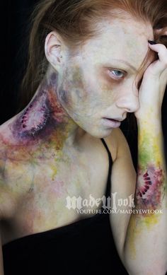 Zombie Bite Makeup Tutorial | Special FX Series Zombie Bite Makeup, Maquillage Halloween Zombie, Zombie Bite, Zombie Halloween Makeup, Make Up Diy, Makeup Zombie, Gore Makeup, Halloweenský Makeup, Zombie Walk