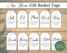 printable gift tags with the names of each product and price tag for each item